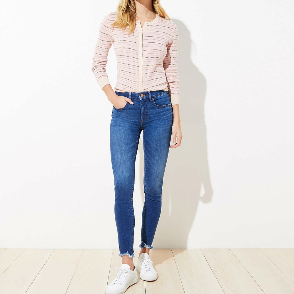 Curvy Chewed Hem Slim Pocket Skinny Crop Jeans